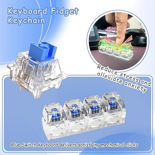 Outemu 72PCS Crystal Blue Clicky Mechanical Keyboard Switches,3-Pin Hot-Swappable Pre-Lubricated Switch with 2 Kailh Switches,Crisp Click Sound,for Gaming Keyboards & 3D Print Accessories