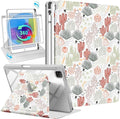 Uppuppy for iPad Pro 12.9 Case Folio Cover with Pencil Holder Women Cute Girls Girly Kids Teens Pretty Plants Cactus Aesthetic Rotating Stand for Apple iPad Pro 12.9 Inch Cases 2022/2021/2020/2018