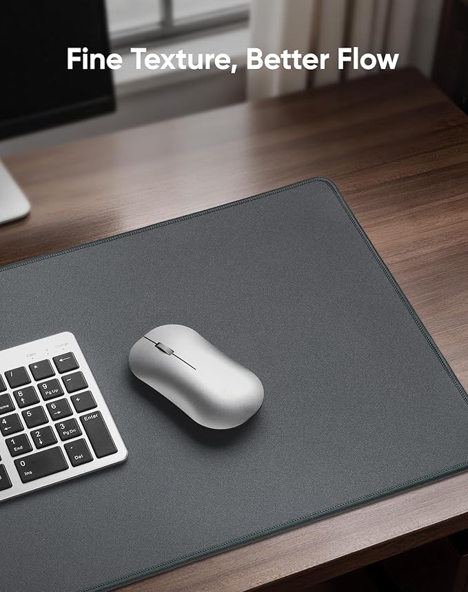 Reniteco Waterproof Large Gaming Mouse Pad with Durable Stitched Edges, Non-Slip Rubber Base, Grainy Jacquard Mouse Mat Desk Pad for Home Office Gaming, 27.6"x11.8"x0.12", Matte Gray