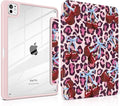TWOLSKOO Case for iPad Pro 11-inch (M5 2025 / M4 2024), Clear Acrylic Back with TPU Bumper, Pencil Holder, Trifold Stand, Auto Sleep/Wake, Bows & Cherries