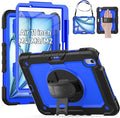 HXCASEAC Rugged Case for iPad Air 11 inch M4 M3 M2 (2026 2025 2024), Heavy Duty Protective Design with Pencil Holder, Screen Protector, Rotating Stand, Hand Strap, for iPad Air 11 Hard Case (Blue)