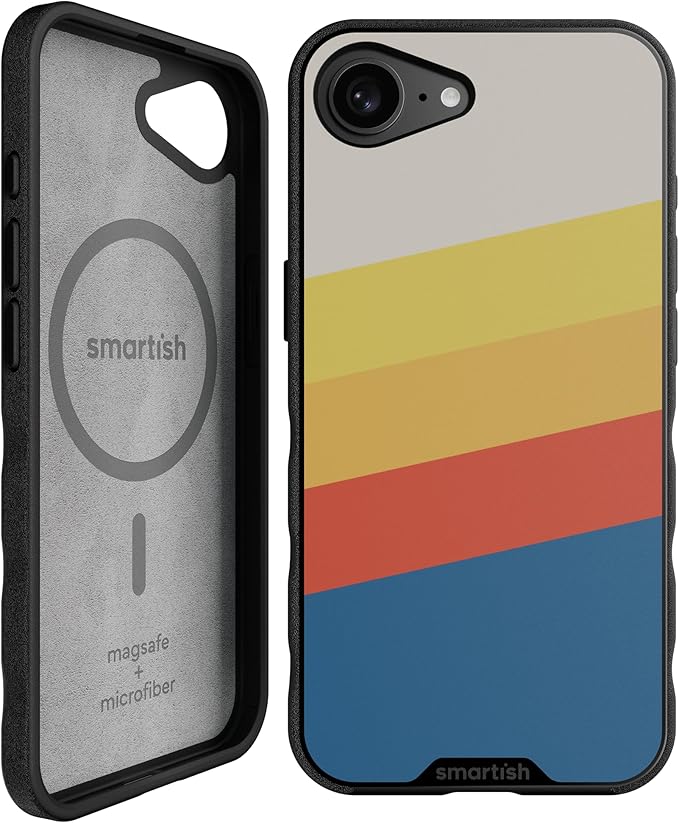 Smartish® iPhone 17e/16e MagSafe Case - Gripmunk Magnetic Slim Case [Lightweight + Protective] Drop Tested Thin Grip Cover with Microfiber Lining for Apple iPhone 17e/16e - Striped Up