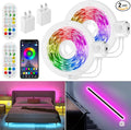 Motion Sensor LED Light Strip, 2x9.8Ft RGB LED Strip Lights Motion Activated Under Bed Lights, App Control Music Sync Strip Lights with Remote, USB Under Cabinet Lights for Kitchen Closet Stair