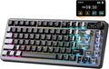 YUNZII B75 PRO MAX QMK/VIA Wireless Mechanical Keyboard,75% Layout with Screen and Knob,Custom Hot Swap Gasket, Creamy Pre-lubed Switches,Bluetooth/Type-C/2.4G for Win/Mac (Black,Candy Switch)
