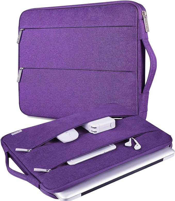 Voova Laptop Sleeve Carrying Case 13 13.6 Inch Compatible with MacBook Air 13 M1/M2/M3/M4, MacBook Pro 13/14, IPad Pro 13, Waterproof Slim Computer Cover Bag, Purple