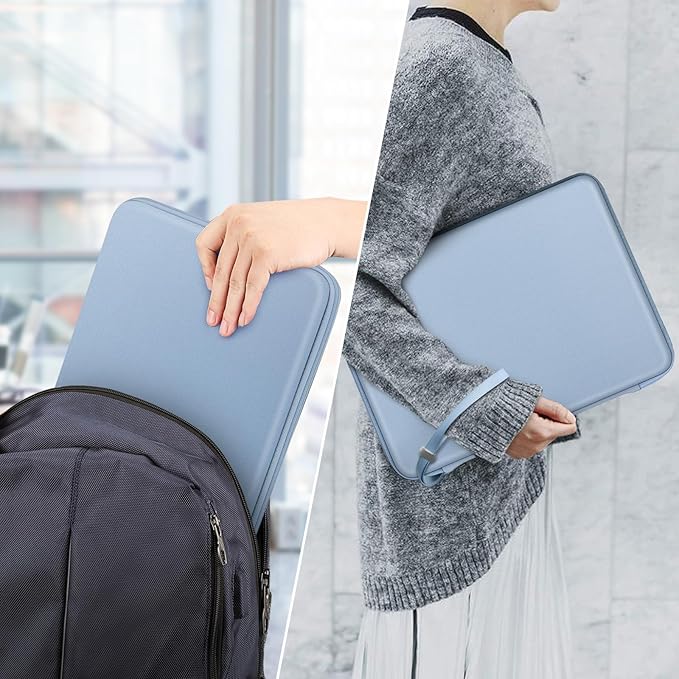 FINPAC Hard Laptop Sleeve Case for 15.3 inch MacBook Air M5 M4 M3 M2 (2026-2023) A3448 A3241 A3114, 16.2 inch MacBook Pro 2026 M5/M4/M3/M2/M1 Pro/Max, Waterproof Case for Surface Laptop, Ice Blue