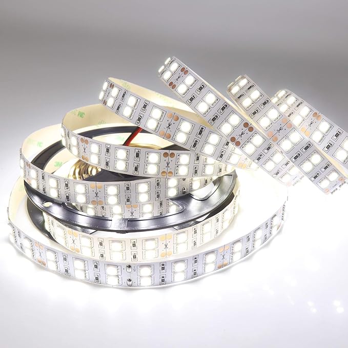 LEDENET® LED Strip Lights Daylight White 6500K SMD 5050 Double Row 600LEDs DC 12V Cold White Dimmable Flexible LED Tape Lights 16.4Ft Non-Waterproof for Bedroom Kitchen Under Cabinet