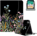 for iPad (A16) 11Th/10Th Generation Case 2025/2022,for iPad Case 11th/10Th Generation 360 Degree Rotating 4 Viewing Angles Pencil Holder/Hand Strap/Pocket Auto Wake/Sleep Cover, Black Flowers