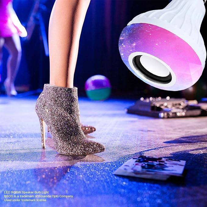 LED RGB Bulb Light Smart Bluetooth Music Speaker Changing Color Lamp Shower Head with Remote for Living Room Bathroom