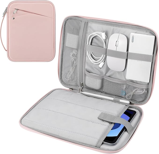 MoKo 9-11 Inch Tablet Sleeve Carrying Case with Handle, Padded Protective Travel Bag for New 11-inch iPad Air 4 2026/Pro M5/ A16, iPad 10th/Air 5/4th 10.9, i-Pad 9/8th 10.2,Tab S9/S8 11, Pink