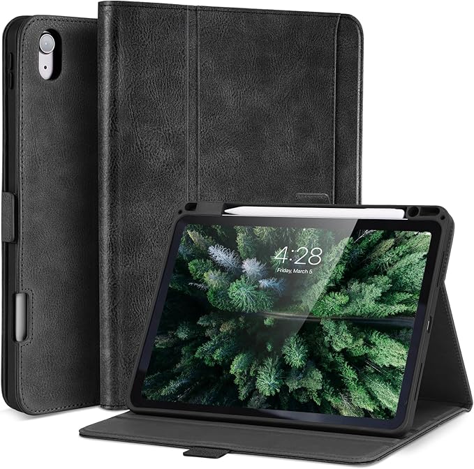 Case for iPad Air 11 Inch M4/M3/M2 (2026/2025/2024),iPad Air 5th/4th Generation 10.9'' Folio Cover with Pencil Holder Pocket,Magnetic Closure,Multi Angles Stand,Auto Sleep/Wake,Black