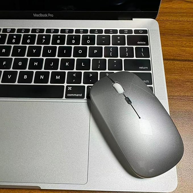 Bluetooth Wireless Mouse for Laptop mac MacBook ipad MacBook air MacBook pro pc Desktop Computer Windows Chromebook Notebook (Silver White)