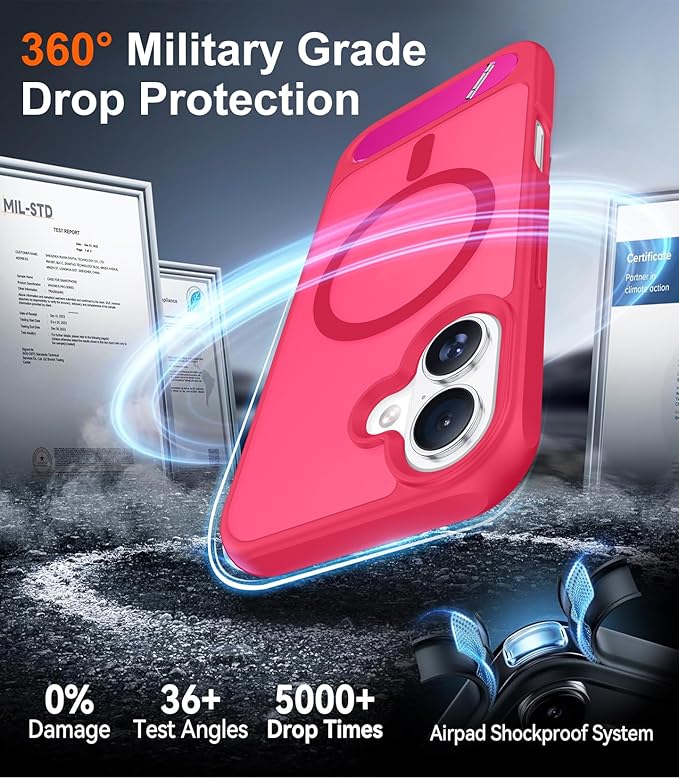 Magnetic Compatible with iPhone 16 Case, [Built-in Invisible Kickstand][Compatible with MagSafe][Military Grade Shockproof] Slim Translucent Matte Phone Case for iPhone 16 6.1"
