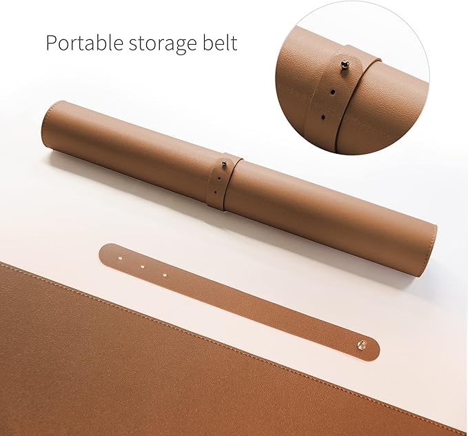 RENMTURE Dual-Sided Mouse Pad, Natural Cork & PU Leather Large Desk Pad for Office and Home Work, Desk Protector Non-Slip, Waterproof, Easy Clean (Brown,47"x17")