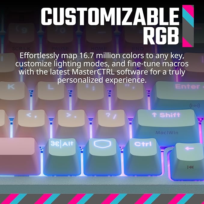 Cooler Master MK770 Macaron Wireless Mechanical RGB Gaming Keyboard, Kailh Box V2 Linear Red Switches, Gasket Structure, Hot-Swappable, Bluetooth|2.4GHz, Tactile 3-Way Dial, QWERTY (MK-770-MCKR1-US)