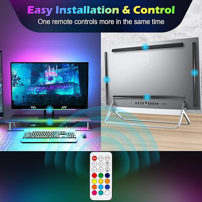 WILLED RGB Under Monitor Light Bar, Gaming Lights for Gaming Setup, RGB Desk Led with Remote Controller, 5V USB Led Light Bar, Keyboard Gaming Light for Desk/PC/Monitor/Computer/Setup/Room Accessories