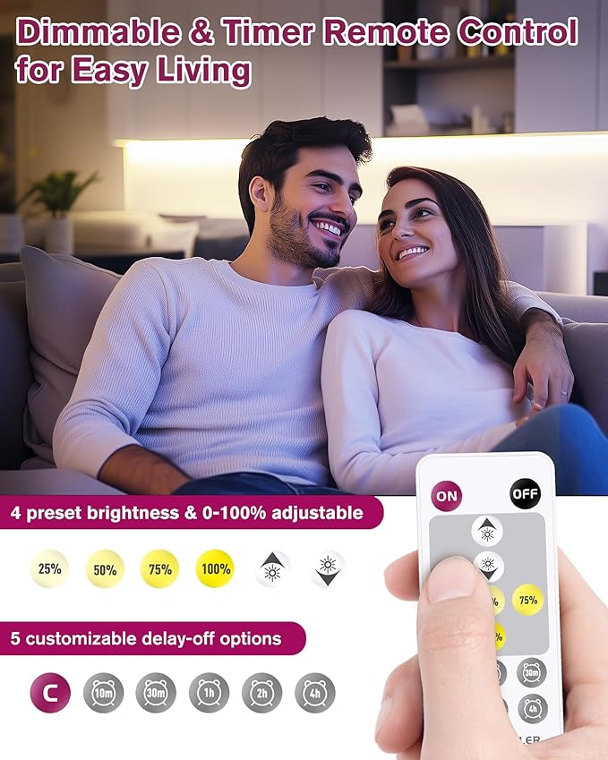 EMITEVER LED Strip Lights Kit Neutral White with Remote & 24V Power Supply,16.4ft Dimmable Tape Light 4000K, High Density 600LEDs, 240+LM/FT, CRI95+, Suitable for Bedroom Kitchen Cabinet Lighting