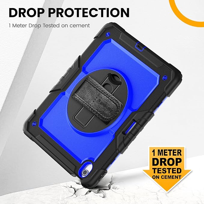 timecity for iPad Air 13 Inch Case M4 2026/ M3 2025/ M2 2024, 360° Rotating Stand, Pencil Holder & Wireless Charging, Shockproof with Screen Protector & Shoulder Strap - for Designers, Dark Blue