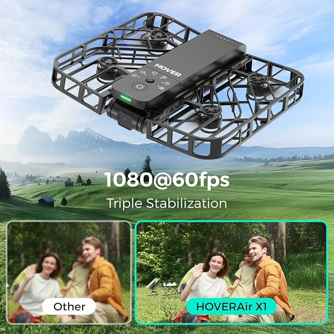 HOVERAir X1 Drone with Camera, Follow-me Drone with Self-Flying Mode, Foldable Mini Drone with HDR Video Capture, Palm Takeoff, Intelligent Flight Paths, Hands-Free Control Black (Combo)