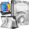 Uppuppy for iPad Pro 12.9 Case Folio Cover with Pencil Holder Women Girls Cute Girly Teens Cool Pretty Aesthetic Animals Design Rotating Stand for Apple iPad Pro 12.9 Inch Cases 2022/2021/2020/2018