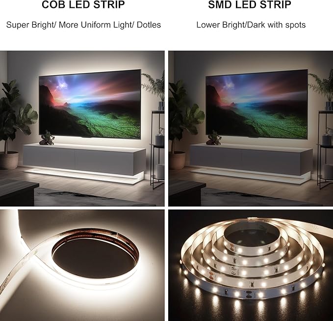 AXMOTUT COB LED Strip Light with Remote, Dimmable 32.8FT/10M Flexible High Density LED Light,4000K Natural White 3200LEDs Super Bright LED Light Strip CRI 90+ for Bedroom,Kitchen,DIY Home Decoration