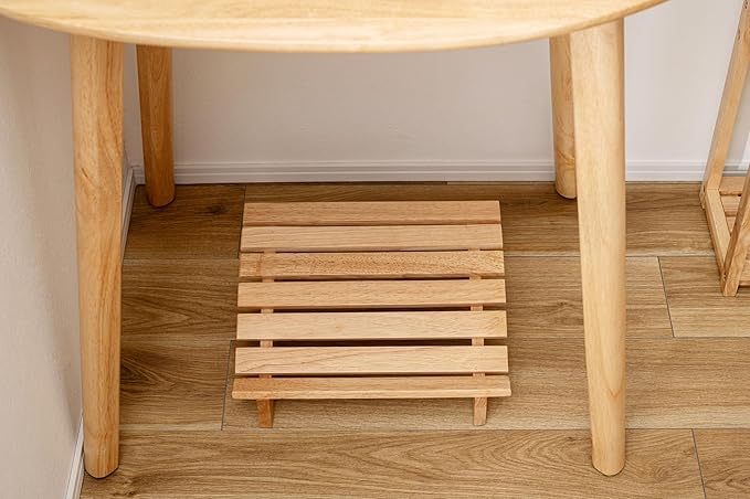 PaletteLife Wooden Footrest, D11.42 xW13.78 xH4.93 (29x35x12.5cm), 1x1 ft, Small, Natural Ashwood, Ergonomic Design