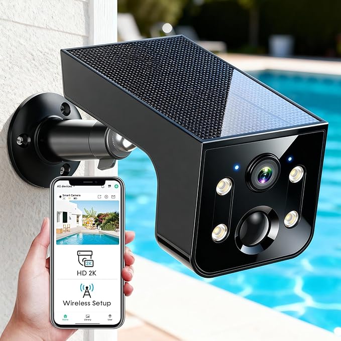 Thybro Security Camera Solar Outdoor 2K QHD Night Vision: Wireless WiFi Camera with AI Motion Detection & 2-Way Audio, IP67 Weatherproof, 100% Wire-Free for Home Security