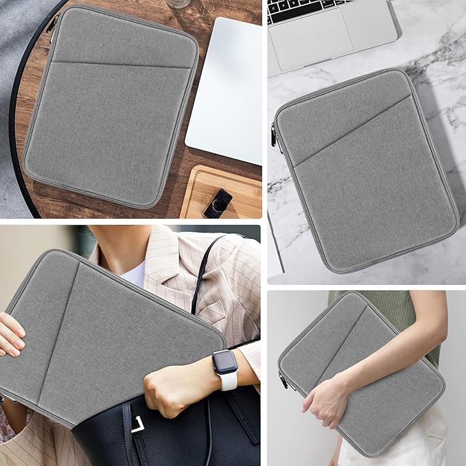 MoKo 9-11 Inch Tablet Sleeve Case, Fits New 11inch iPad Air M4/Pro M5, iPad A16 11", i-Pad 10/9/8/7th/Air 5/4th 10.9"/10.2", Tab S9/S8 11", Protective Bag Carrying Case with Pocket,Light Gray