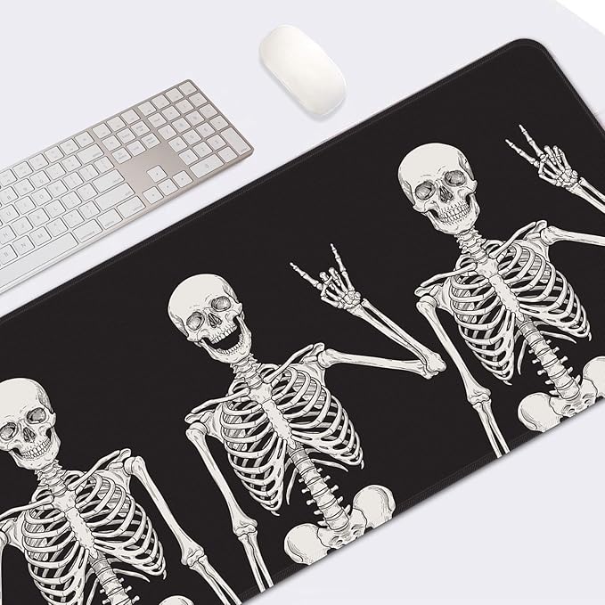 Britimes Large Gaming Mouse Pad Black Skull Non-Slip Desk Pad Keyboard and Mouse Desk Mat for Gamer, Office & Home, 31.5 x 15.7 in