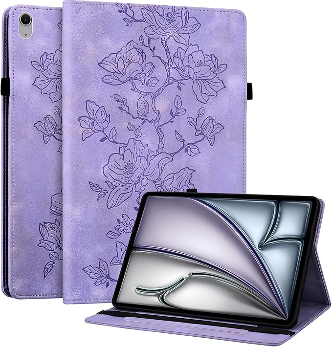 Case for iPad Air 11 inch M4/M3/M2(2026/2025/2024), iPad Air 5th /4th Gen (2022/2020) 10.9 inch, Auto Wake/Sleep Slim PU Leather Folio Cover with Multi-Angle Stand and Pen Holder, Purple