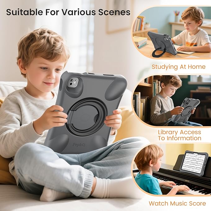 EVA Kid-Proof Case for iPad Pro 11 inch M4 2024 (A2836/A2837),Shockproof Heavy Duty Cover with Stand,Design for Kids Children