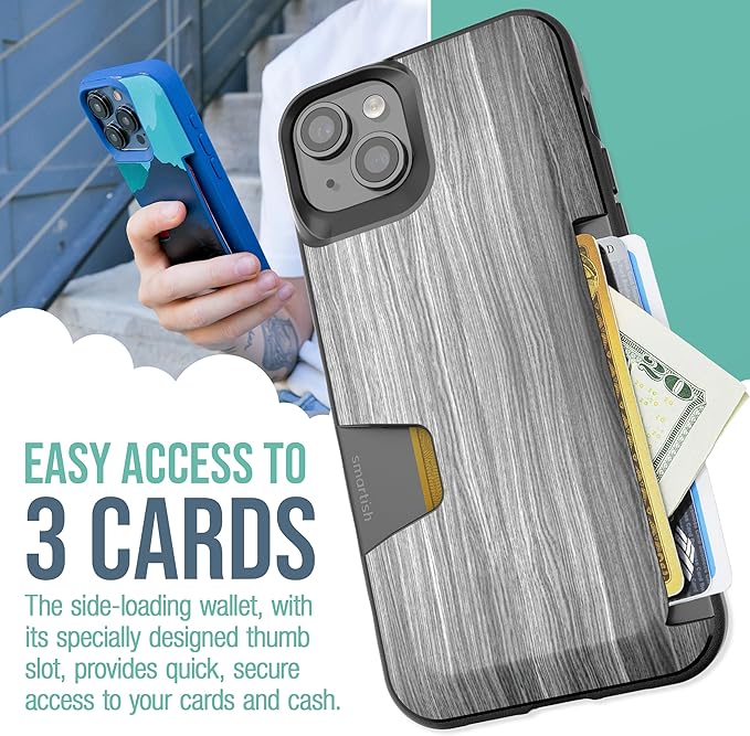 Smartish® iPhone 15 Plus Wallet Case - Wallet Slayer Vol. 1 [Slim + Protective] Credit Card Holder - Drop Tested Hidden Card Slot Cover Compatible with Apple iPhone 15 Plus - Graspin' Aspen