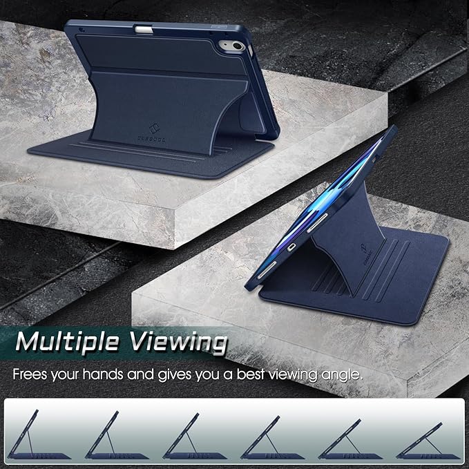Fintie Magnetic Stand Case for iPad Air 11-inch M4/M3/M2 (2026/2025/2024), iPad Air 5th/4th Generation (2022/2020) 10.9 Inch - Multiple Angles Shockproof TPU Cover with Pencil Holder, Navy