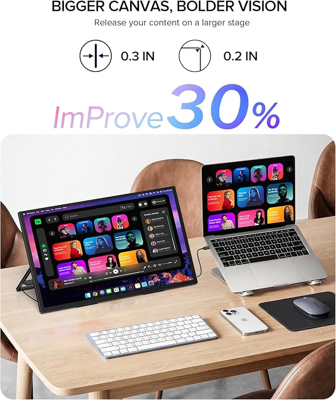 UPERFECT Portable Monitor 4K 60Hz 18.5", 145% sRGB QLED Laptop Monitor, 400 Nits Ultra-Slim Monitor, USB-C & HDMI, VESA & Case, Travel Second Screen for Laptop, Computer, Mini PC, Game Consoles