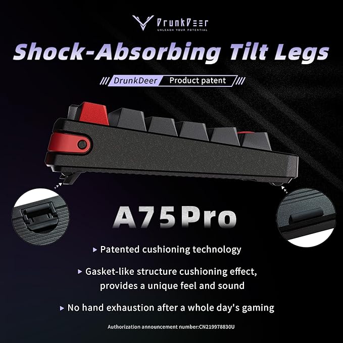 DrunkDeer A75 Pro Magnetic Switch Keyboard Rapid Trigger Mechanical Gaming Keyboard Adjustable Actuation Hall Switches PBT Keycap RGB Compact TKL 82Keys USB Wired with Knob