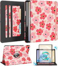 Kidcube for Samsung Galaxy Tab A9 Plus Case 11 Inch - for Women Girls Cute Rotating Stand Folio Cover with Pencil Holder & Card Slot Girly Kawaii Floral Flower Design for Samsung A9 Plus Tablet Cases