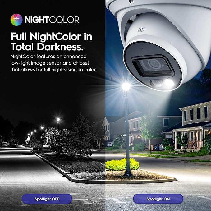 Amcrest UltraHD 4K (8MP) IP PoE AI Camera, 49ft Nightcolor, Security Outdoor Turret Camera, Built-in Microphone, Human Detection, Active Deterrent, 129° FOV, 4K@15fps IP8M-2779EW-AI (White)