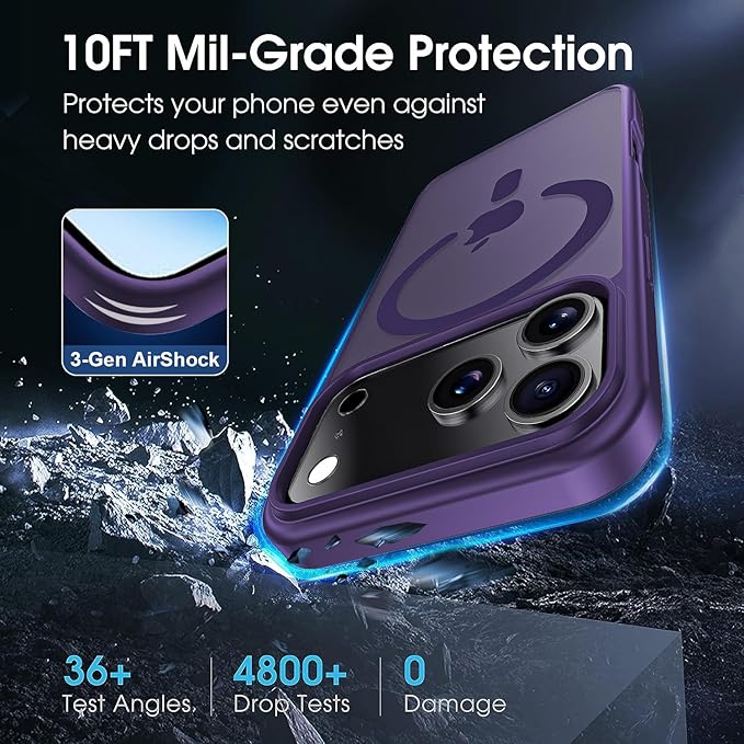 for iPhone 17 Pro Max case with Camera Lens Protector [10Ft Military-Grade Protection] Compatible with fit MagSafe Shockproof Cover Phone case for iPhone 17 Pro max 6.9 inch,Deep Purple
