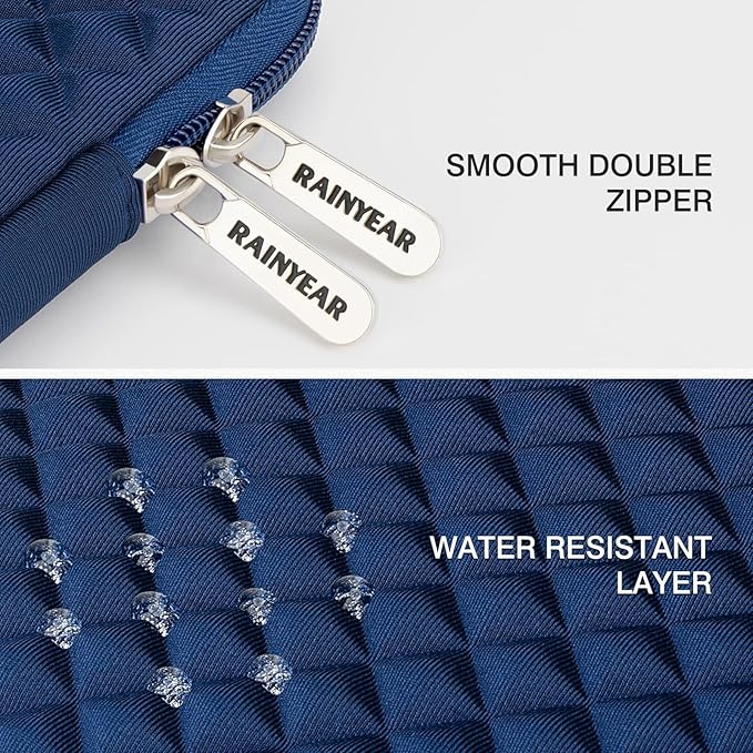 RAINYEAR 13 Inch Laptop Sleeve Diamond Foam Case Bag Compatible MacBook 14", 13.3" MacBook Air/Pro A3449 A3113 A3240 A2681 A2337 A2338 for 13.3" PC Notebook Chromebook (Navy Blue)
