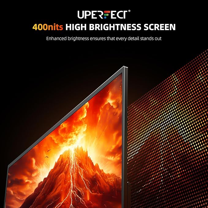 UPERFECT Portable Monitor 4K 23.8" QLED| 400 Nits 24" Large Monitor | 3840 * 2160 UHD 100% DCI-P3 | 1MS FreeSync | USB-C & HDMI | VESA & Stand | Second Screen for Computer, Mini PC, Game Consoles
