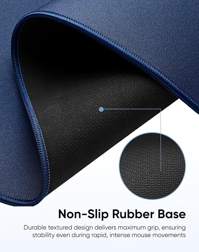 Reniteco Waterproof Large Gaming Mouse Pad with Durable Stitched Edges, Non-Slip Rubber Base, Grainy Jacquard Mouse Mat Desk Pad for Home Office Gaming, 27.6"x11.8"x0.12", Matte Gray