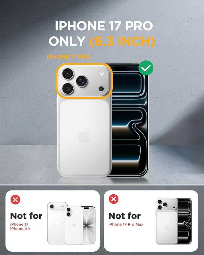 Miracase Magnetic for iPhone 17 Pro Case 6.3" [Compatible with MagSafe] Full-Body Phone Case with Built-in Glass Screen Protector & Camera Control,Drop Proof iPhone 17 Pro Cover, Clear