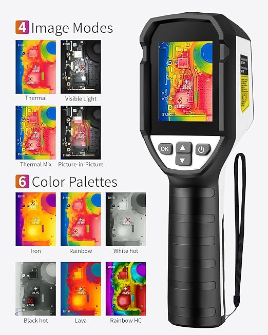 Firecore Thermal Camera FI160S, 320 x 240 Super Resolution, Thermal Imaging Cameras with Laser Pointer, PC Analysis, 160 x 120 IR Resolution Infrared Camera, -4°F to 1022°F, Temp Alert, 32GB Storage