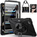Gerutek Case for iPad Pro 13 inch Case M5 2025 / M4 2024, Full Body Drop Protective with Screen Protector, Rotating Stand, Hand/Shoulder Strap, Pencil Holder, Cover for iPad Pro 13" 8th/7th Gen-Black