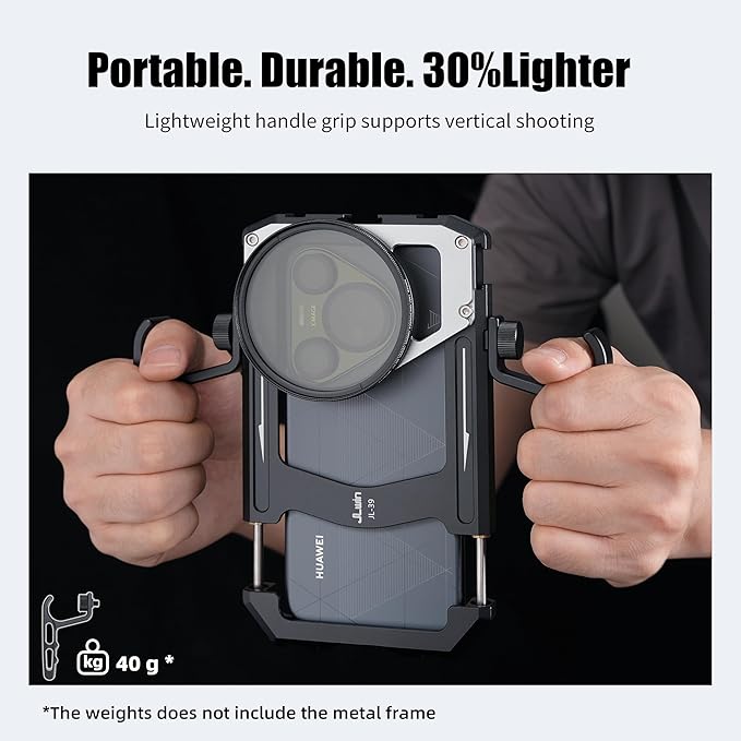 Fotga Universal Smartphone Cage Photo Video Stabilizer + Handles + 67mm Thread Filter Adapter for iPhone 17 16 15 14 Pro Max Samsung Cell Phone Vlog Live Stream Video Record + Cold Shoe Tripod Mount