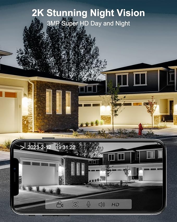 ANRAN Security Cameras Wireless Outdoor,2K 3MP Battery Powered Indoor Home Security Camera with AI Motion Detection & Color Night Vision,2-Way Talk Spotlight Siren Alarm, Work with Alexa,Waterproof