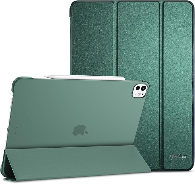 ProCase for iPad Pro 13 Inch Case M5 2025/ M4 2024, Smart Cover iPad Pro M5 M4 Case 13 Inch, Slim Stand Translucent Hard Shell Back, Supports Touch ID, Auto Wake/Sleep -Mgreen