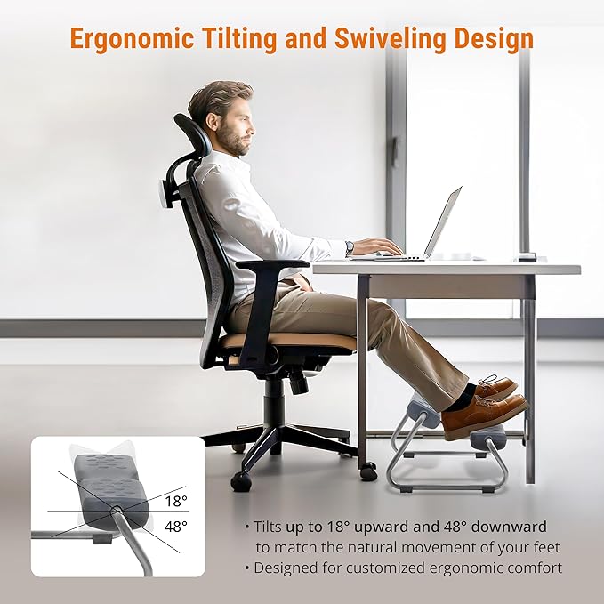 [Made in Korea] Duorest EZFoot 2-Tier Ergonomic Footrest – Dual-Level Support, Adjustable Tilt, Non-Slip & Acupressure Surface, Under Desk Footrest for Home & Office