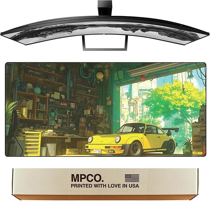 MPCO. Original Large Gaming Desk Mat – 36" x 17" Aeroglyde Manga Motors Gramps-Garage Full Desk Mouse Pad for Smooth Precision – Non-Slip, Washable Extra-Large PC Mouse Pad for Gaming Sessions