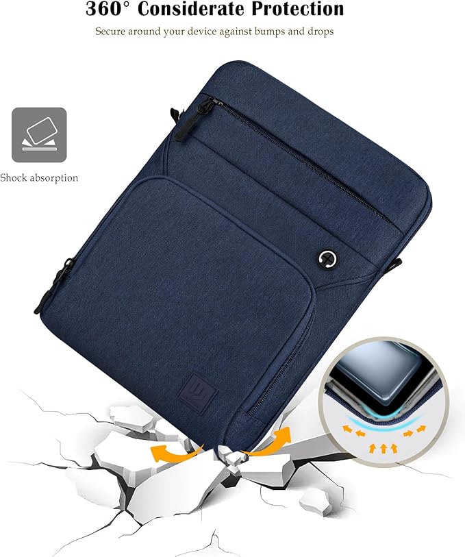 Dadanism 9-11" Tablet Sleeve Bag with Shoulder Strap for iPad (A16) 11", iPad Air M4 Pro M5 11", iPad 10th Gen 10.9", iPad 9/8/7th Gen 10.2", Galaxy Tab A11+ Plus 11", reMarkable 2 10.3",Dusty Blue